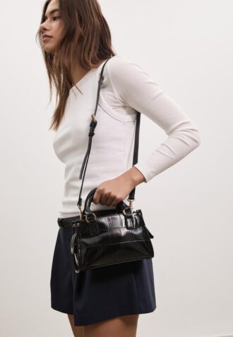 Mini-Tote-Umhängetasche mit Kokosnuss-Effekt