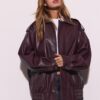 Oversize-Bikerjacke in Lederoptik