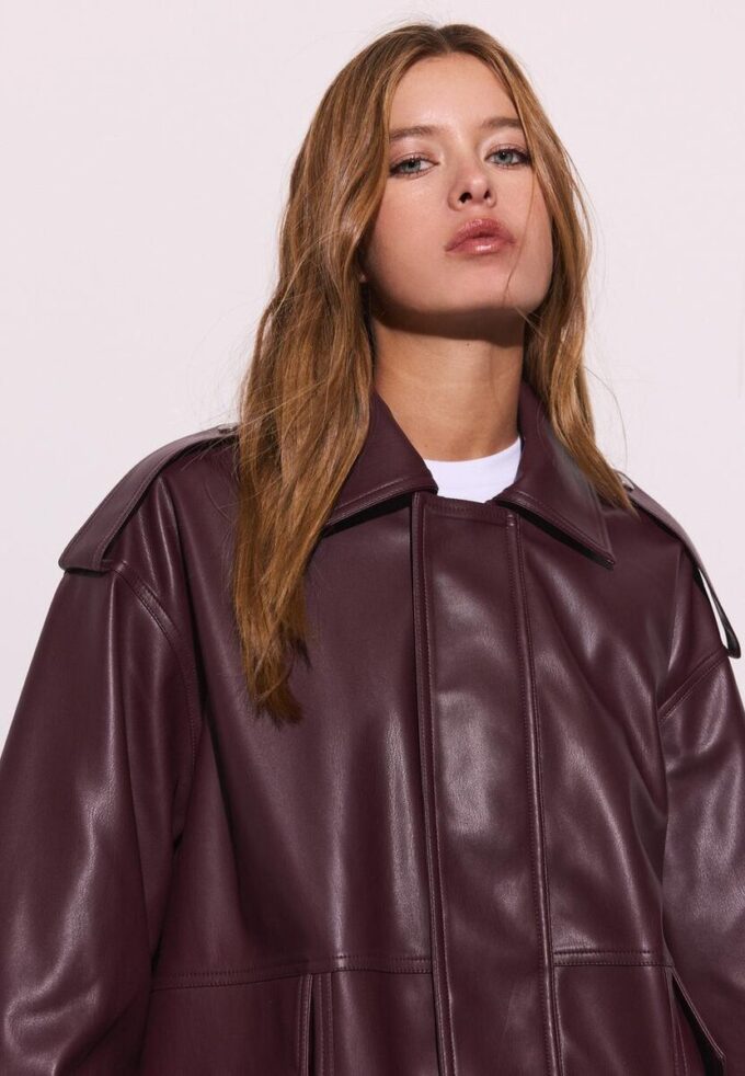 Oversize-Bikerjacke in Lederoptik