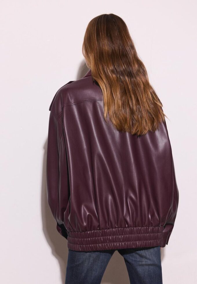 Oversize-Bikerjacke in Lederoptik