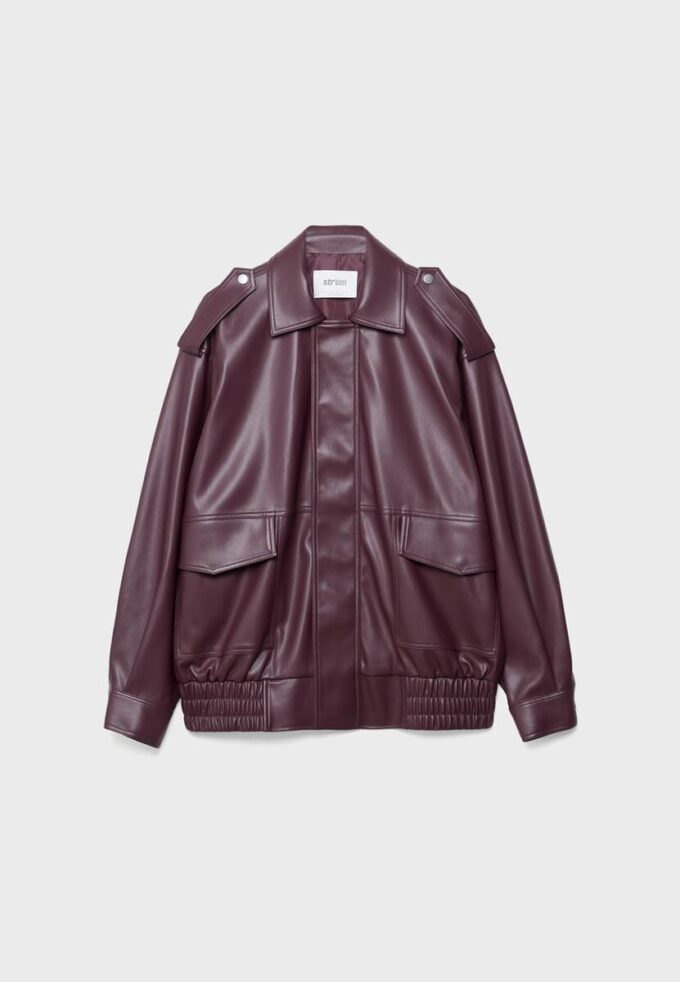 Oversize-Bikerjacke in Lederoptik