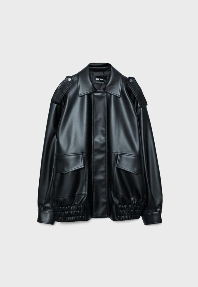 Oversize-Bikerjacke in Lederoptik Oversize-Bikerjacke in Lederoptik