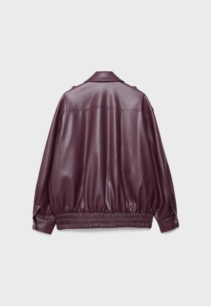 Oversize-Bikerjacke in Lederoptik