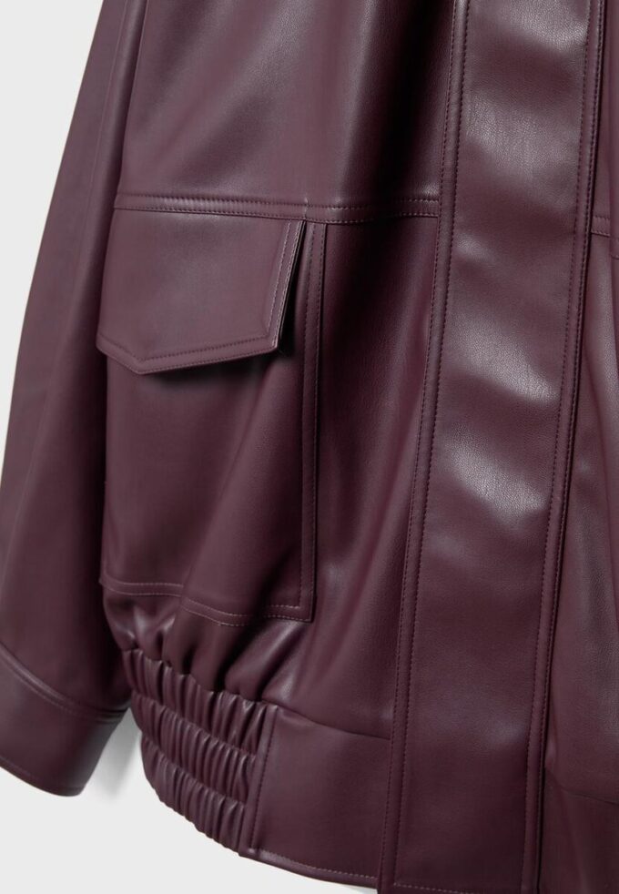 Oversize-Bikerjacke in Lederoptik