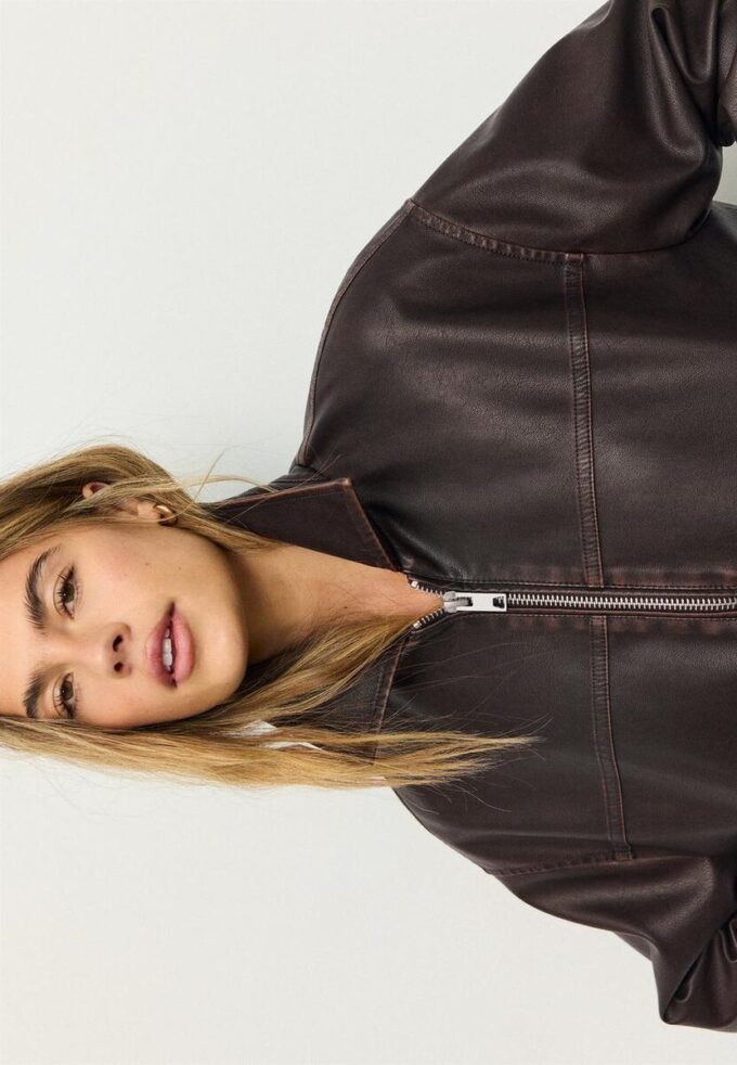 Oversize-Jacke im gewaschenen Leder-Look Oversize-Jacke im gewaschenen Leder-Look