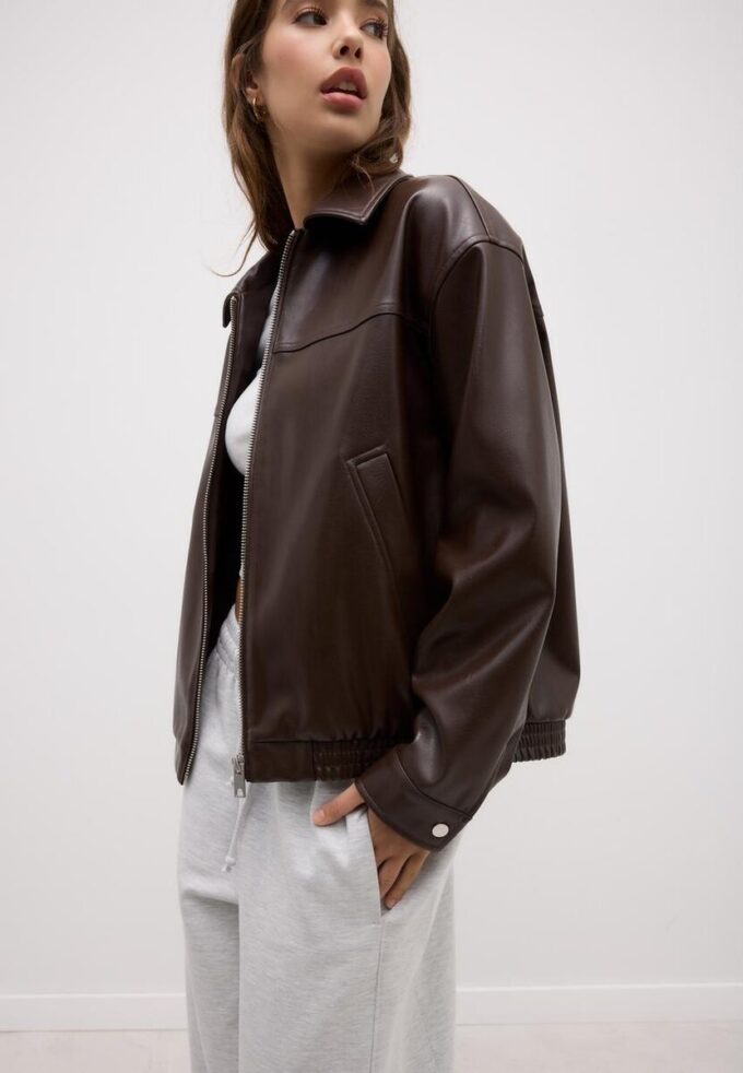 Oversize-Jacke in Lederoptik Oversize-Jacke in Lederoptik