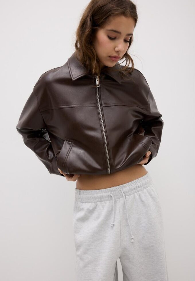 Oversize-Jacke in Lederoptik Oversize-Jacke in Lederoptik