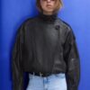 Oversize-Jacke mit Klappe aus 100 % Leder Oversize-Jacke mit Klappe aus 100 % Leder