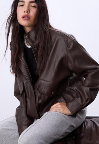 Oversize-Kunstlederjacke
