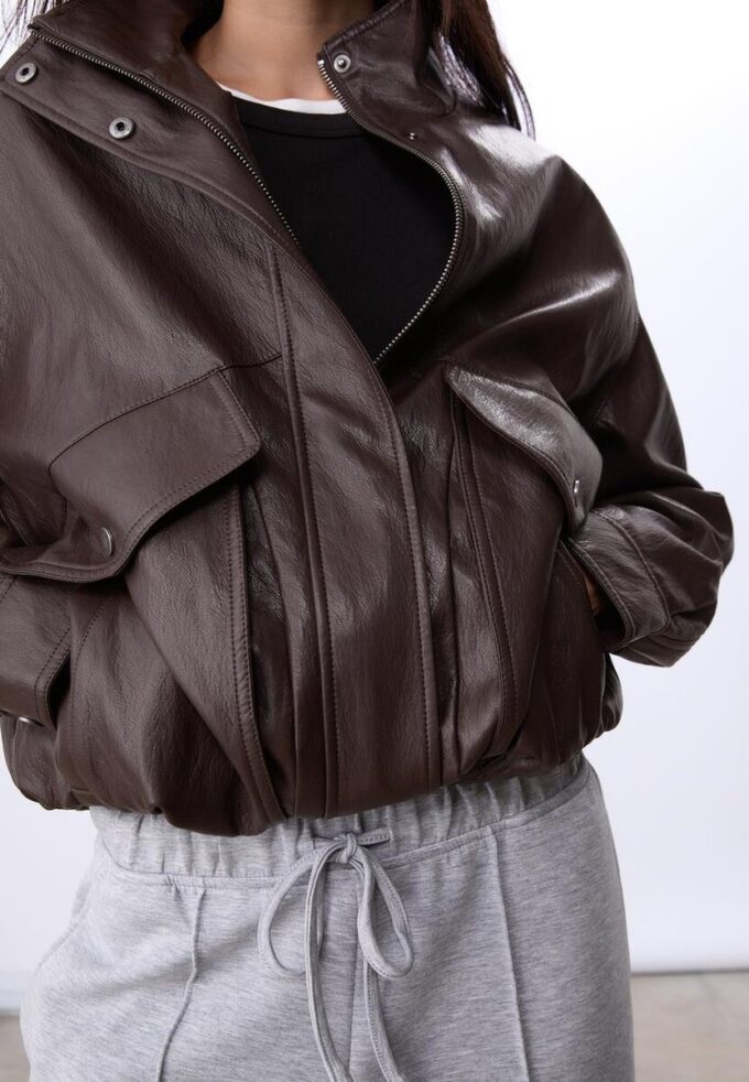 Oversize-Kunstlederjacke Oversize-Kunstlederjacke
