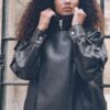 Oversize-Kunstlederjacke mit Revers Oversize-Kunstlederjacke mit Revers