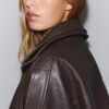 Oversize-Kunstlederjacke mit Revers Oversize-Kunstlederjacke mit Revers