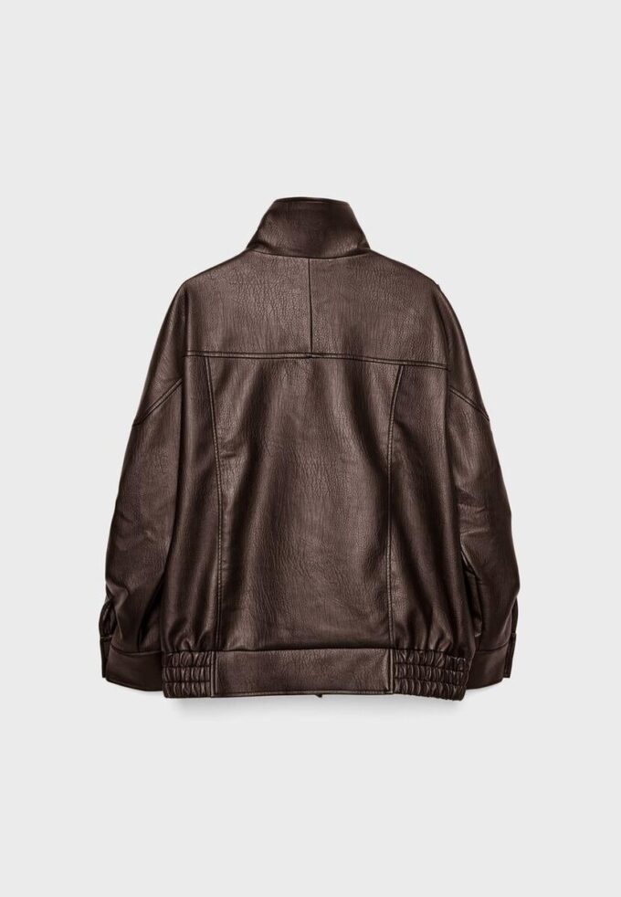 Oversize-Kunstlederjacke mit Revers Oversize-Kunstlederjacke mit Revers