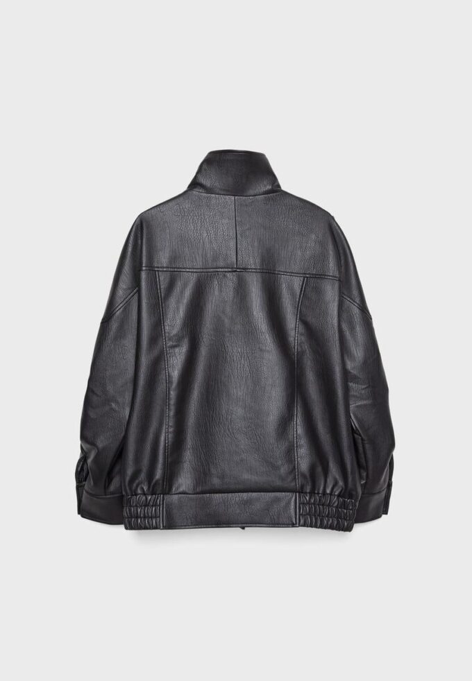 Oversize-Kunstlederjacke mit Revers Oversize-Kunstlederjacke mit Revers
