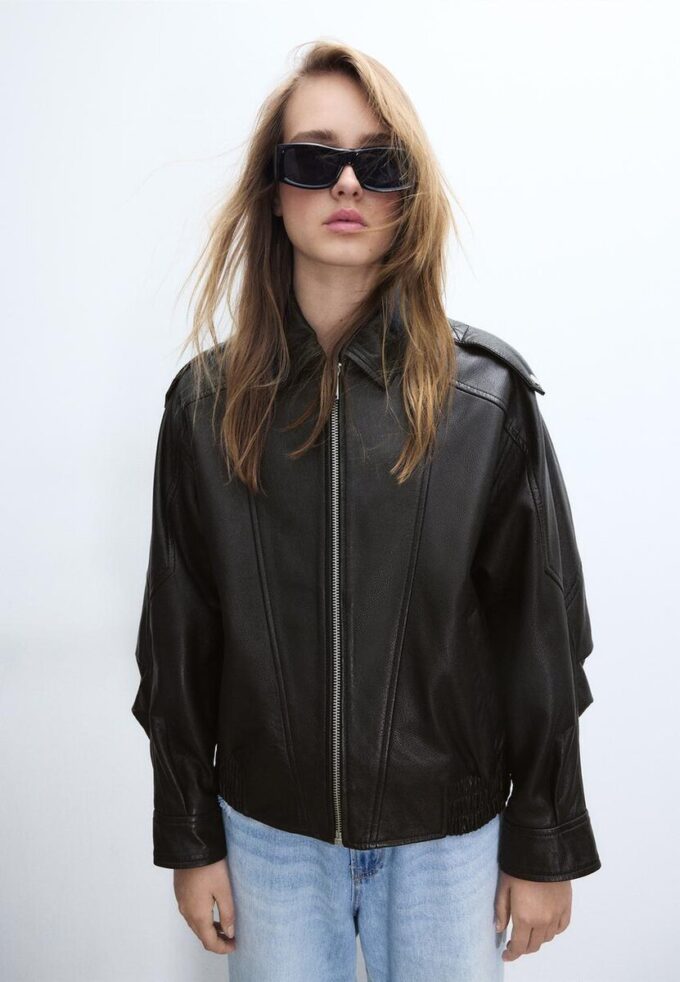 Oversize-Lederjacke Oversize-Lederjacke