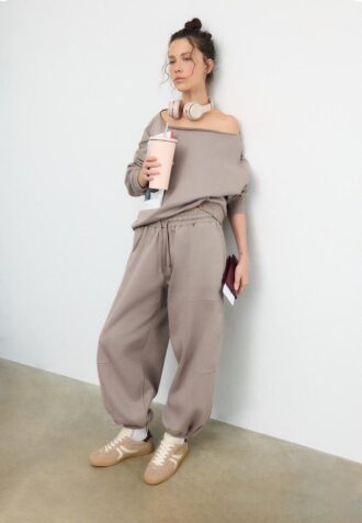 Plüsch-Jogging-Hose im Ballon-Stil
