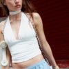 Popeline-Hose mit weitem Schnitt
