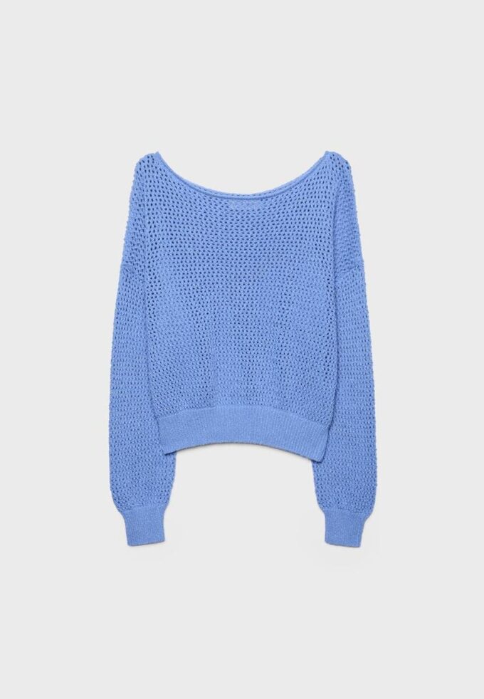 Pullover aus Mesh-Strick mit U-Boot-Ausschnitt Pullover aus Mesh-Strick mit U-Boot-Ausschnitt