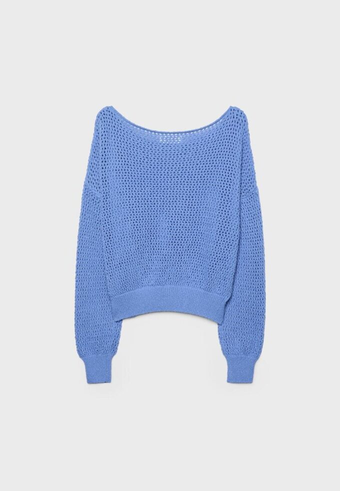 Pullover aus Mesh-Strick mit U-Boot-Ausschnitt Pullover aus Mesh-Strick mit U-Boot-Ausschnitt