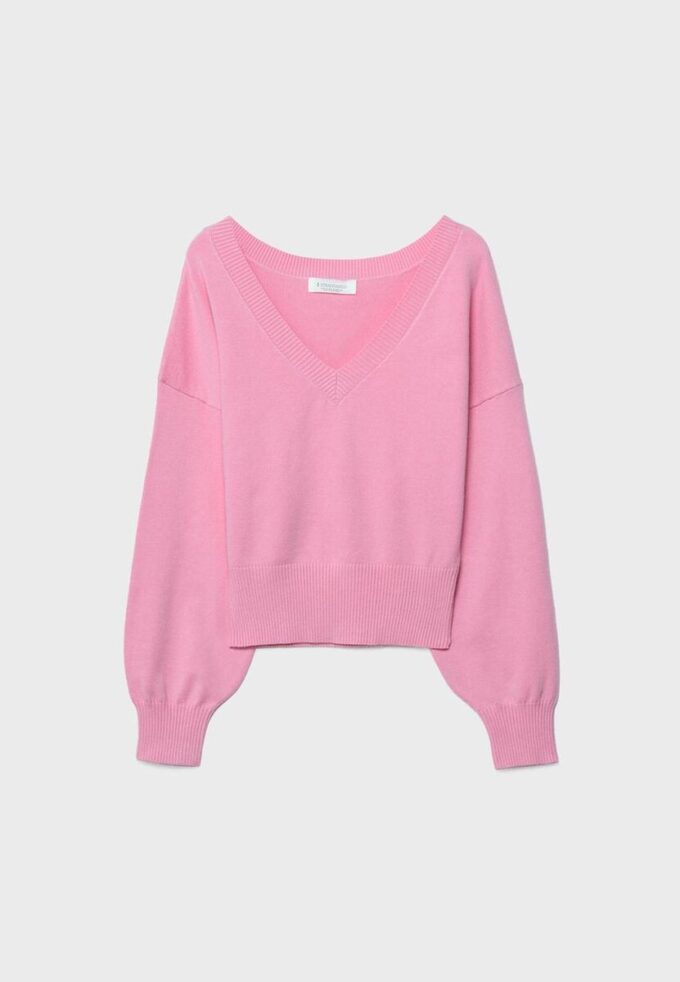 Pullover mit V-Ausschnitt und Fledermausärmeln Pullover mit V-Ausschnitt und Fledermausärmeln