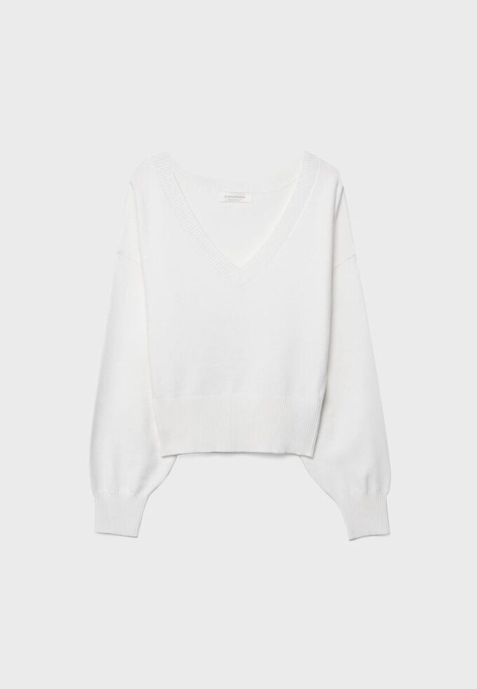 Pullover mit V-Ausschnitt und Fledermausärmeln Pullover mit V-Ausschnitt und Fledermausärmeln