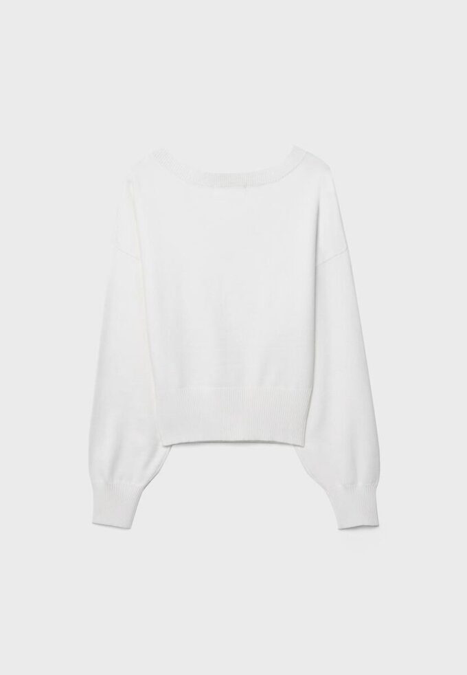 Pullover mit V-Ausschnitt und Fledermausärmeln Pullover mit V-Ausschnitt und Fledermausärmeln
