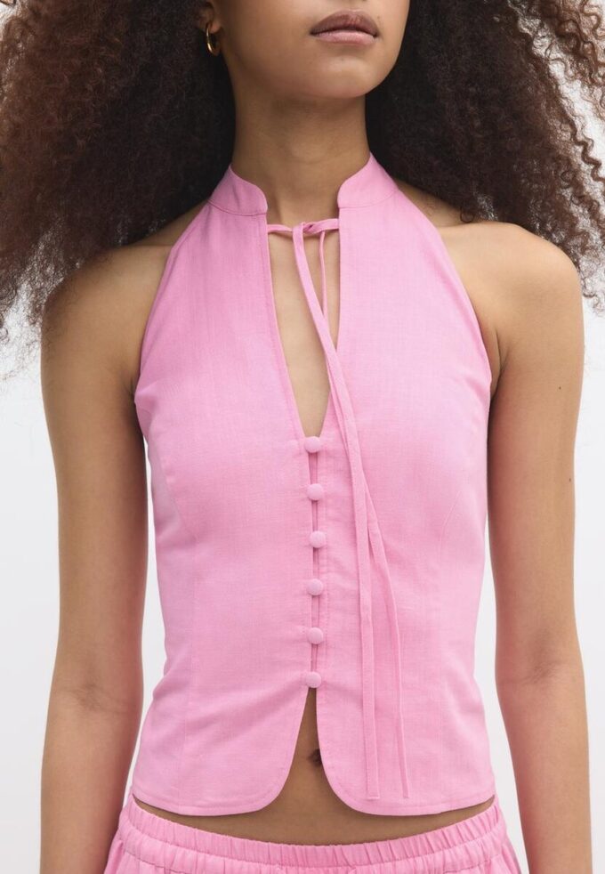 Qipao-Halter-Oberteil mit Knöpfen Qipao-Halter-Oberteil mit Knöpfen