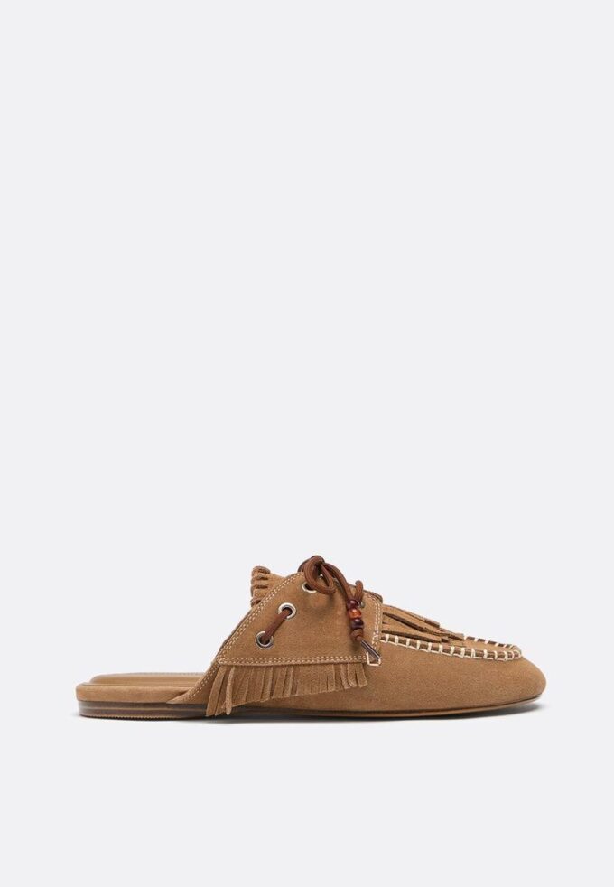 Rückenfreie Leder-Loafer mit Anhängern