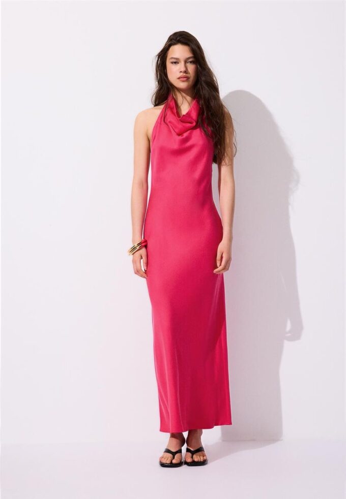 Rückenfreies Midi-Kleid mit Neckholder