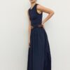 Ärmelloses Midikleid aus zwei Materialien mit Gürtel Ärmelloses Midikleid aus zwei Materialien mit Gürtel