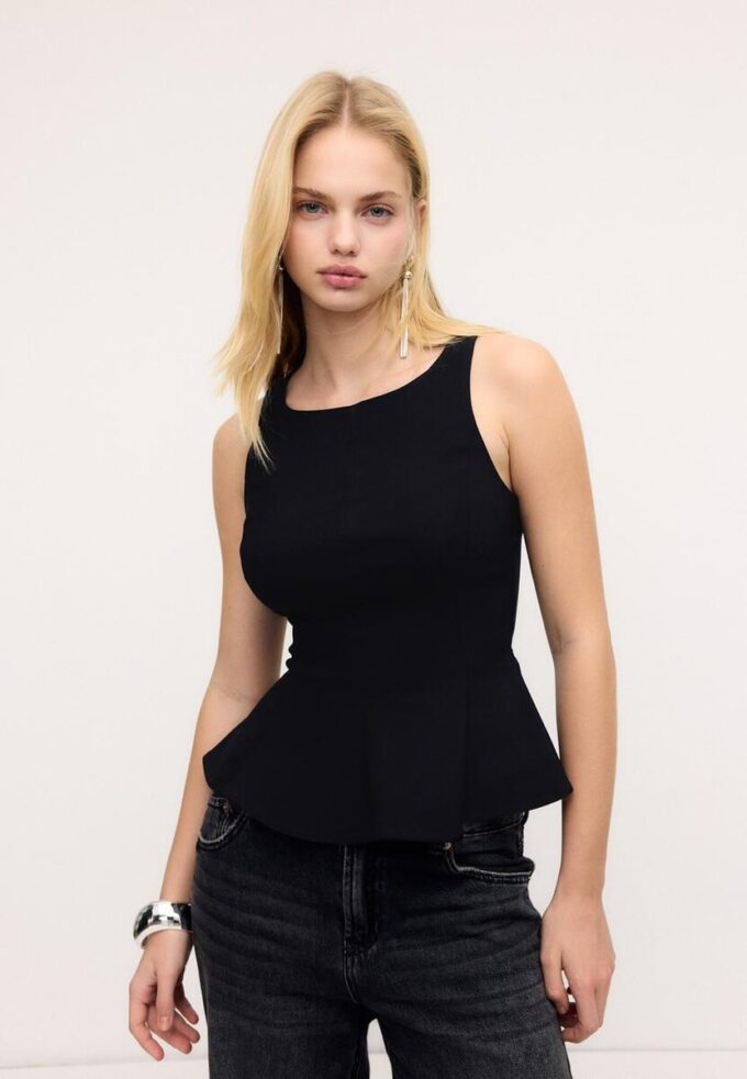 Ärmelloses Peplum-Oberteil Ärmelloses Peplum-Oberteil