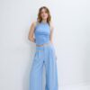 Rustikale Hose mit Wide Leg und verstellbaren Knöpfen Rustikale Hose mit Wide Leg und verstellbaren Knöpfen