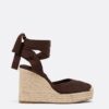 Schnürbare Jute-Plateau-Keilschuhe