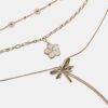 Set mit 3 Blumen- und Libellen-Halsketten