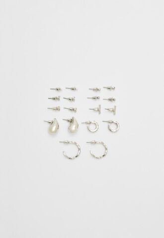 Set mit 9 Paar Mini-Tropfenohrringen