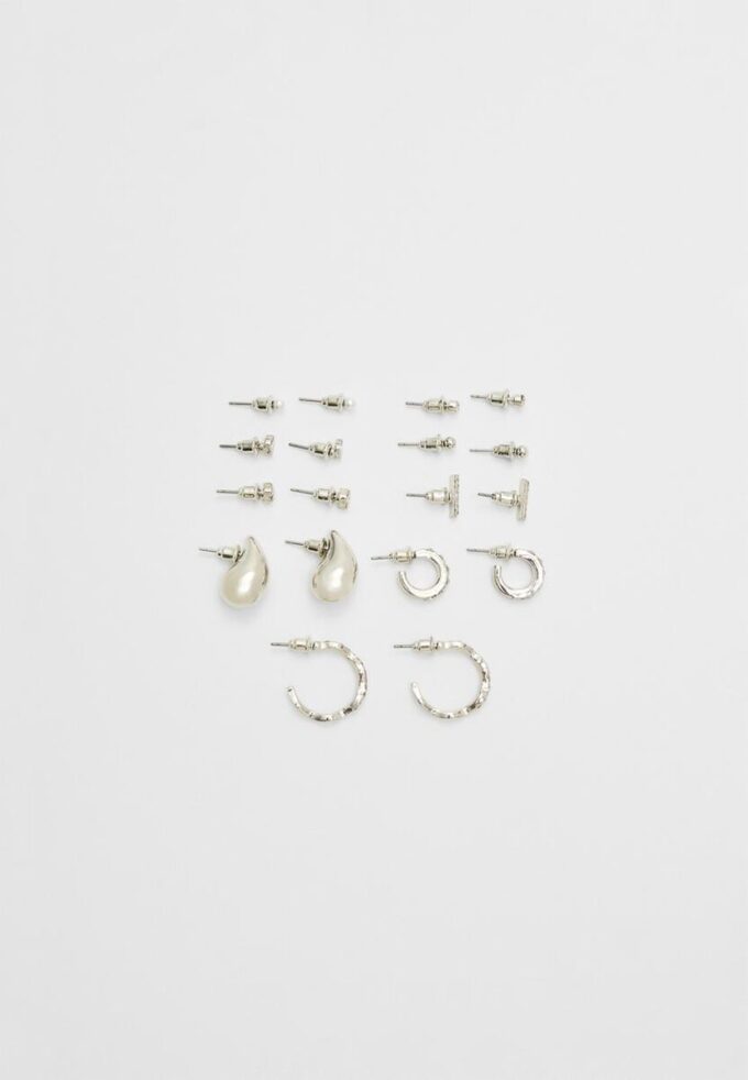 Set mit 9 Paar Mini-Tropfenohrringen