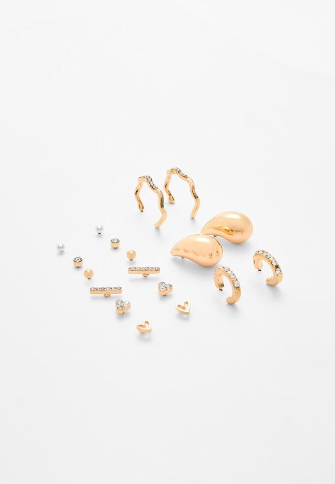 Set mit 9 Paar Mini-Tropfenohrringen