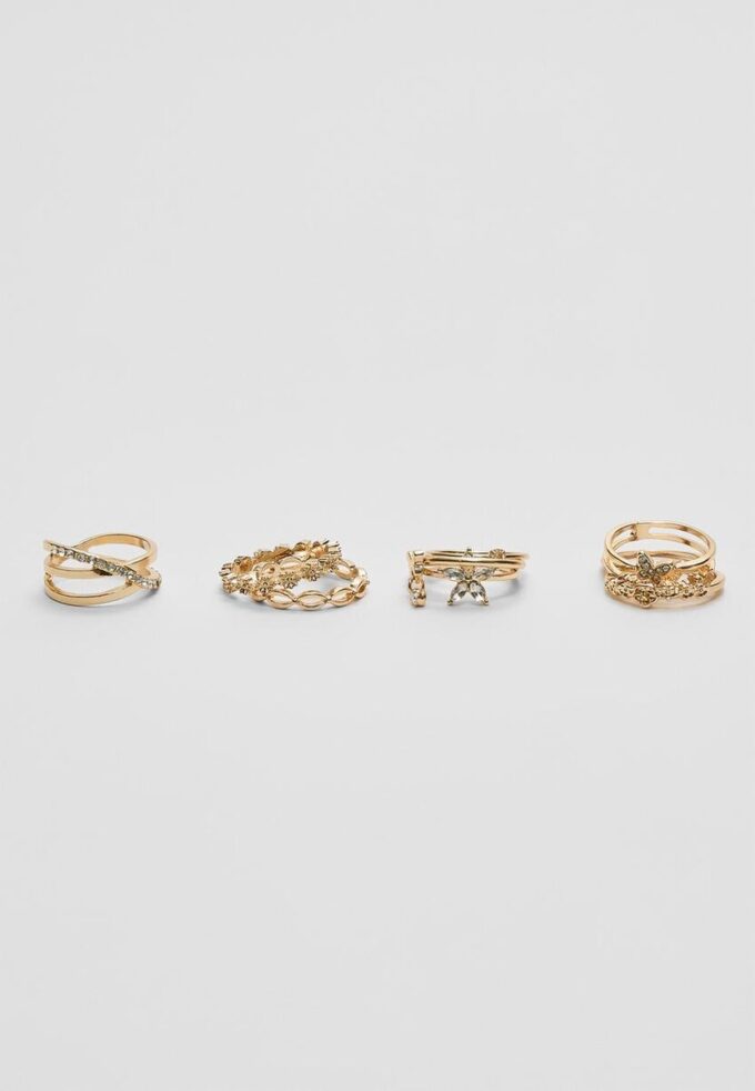 Set mit 9 Schmetterlings- und Strassringen