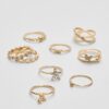Set mit 9 Schmetterlings- und Strassringen