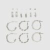 Set mit 9 Strass- und Perlen-Creolen