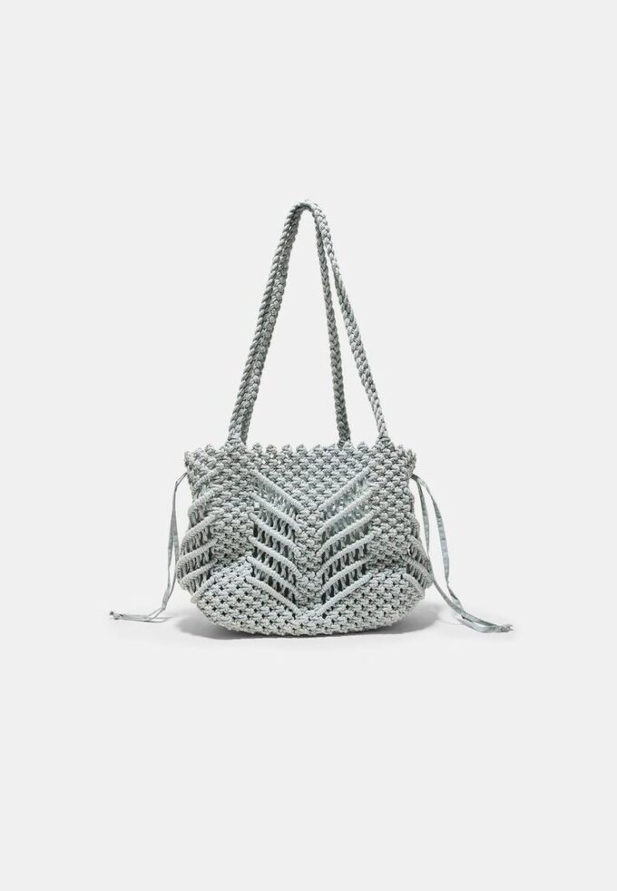 Shopper-Tasche aus Häkelstoff mit Metallfäden Shopper-Tasche aus Häkelstoff mit Metallfäden