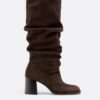 Slouchy Stiefel mit Absatz aus Leder
