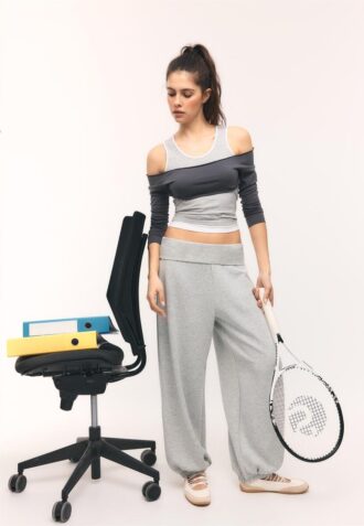Soft Touch-Jogginghose im Ballon-Stil mit umgeschlagenem Bund