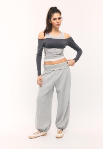 Soft Touch-Jogginghose im Ballon-Stil mit umgeschlagenem Bund