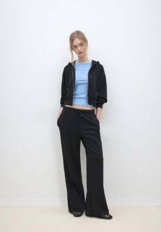 Soft Touch-Jogginghose mit Wide Leg und Nahtdetail vorne