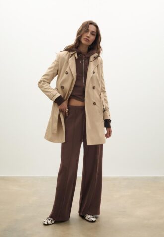 Soft Touch-Jogginghose mit Wide Leg und Nahtdetail vorne