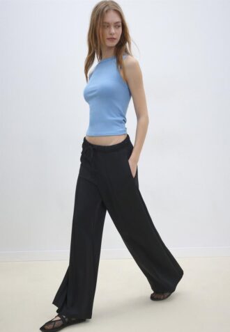 Soft Touch-Jogginghose mit Wide Leg und Nahtdetail vorne