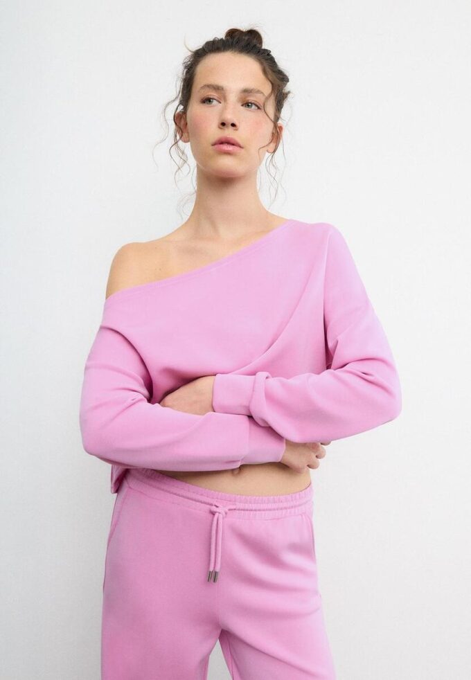 Soft Touch-Sweatshirt mit schulterfreiem Ausschnitt Soft Touch-Sweatshirt mit schulterfreiem Ausschnitt