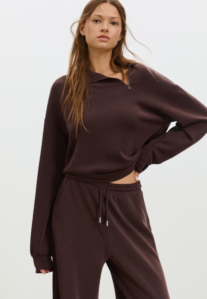 Soft Touch-Sweatshirt mit seitlichem Reißverschluss Soft Touch-Sweatshirt mit seitlichem Reißverschluss