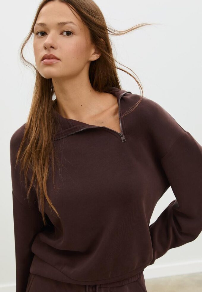 Soft Touch-Sweatshirt mit seitlichem Reißverschluss Soft Touch-Sweatshirt mit seitlichem Reißverschluss